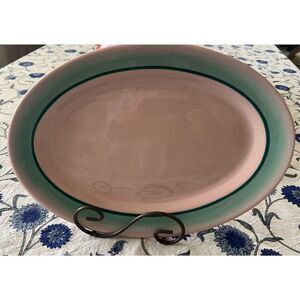 ULTRA RARE Pattern Tepco USA Vintage China Pink Platter W/Green Ring Airbrush